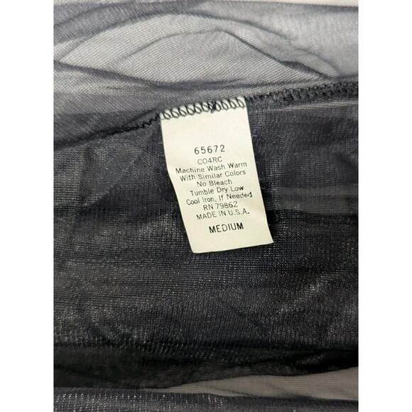 Vintage Cinema Etoile Size M Black Sheer Lace Open Front Robe Made In USA 36" L - Picture 7 of 9